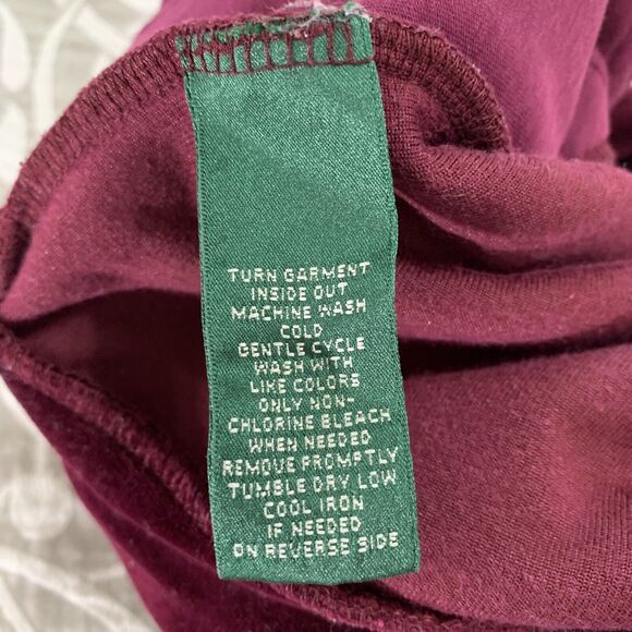 Lauren Ralph Lauren Pant Women L Maroon Red Velvet Pocket Straight Preppy Comfy - Picture 5 of 11